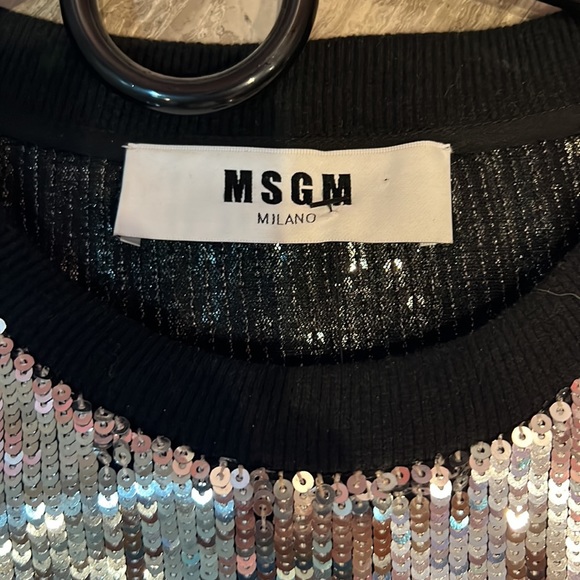 MSGM Milano short sleeve sequin silver blouse - Picture 3 of 5